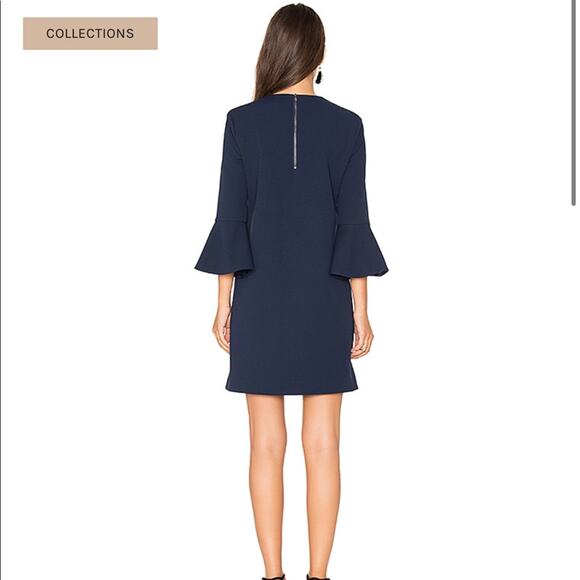Tibi Bell Sleeve Dress in Midnight Navy 4 - Picture 4 of 11